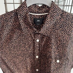 Obey Men's Black and Orange Polka Dot Shirt